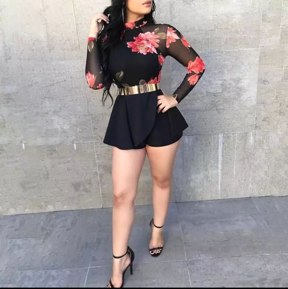 Flower Print Mini Romper